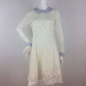 ModCloth white Lace/Satin midi dress - Small
